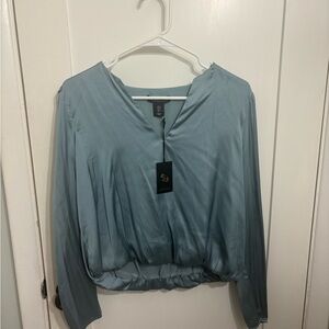 Sincerely Jules Satin Blue Blouse